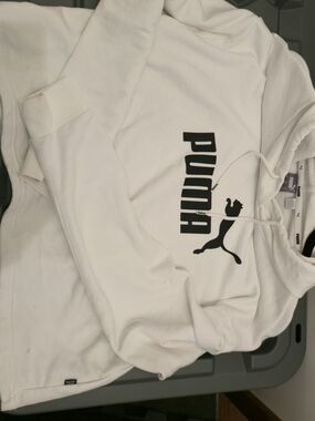 Puma White Pullover Hoodie with Black Logo